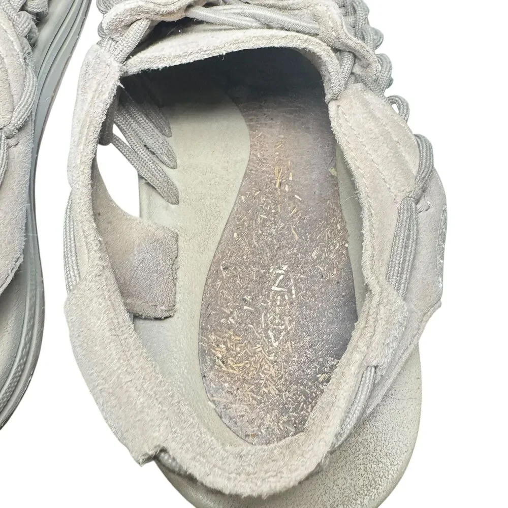 Keen Uneek Sandals Mens US 10 Gray Suede Walking Hiking Woven Bungee White Logo